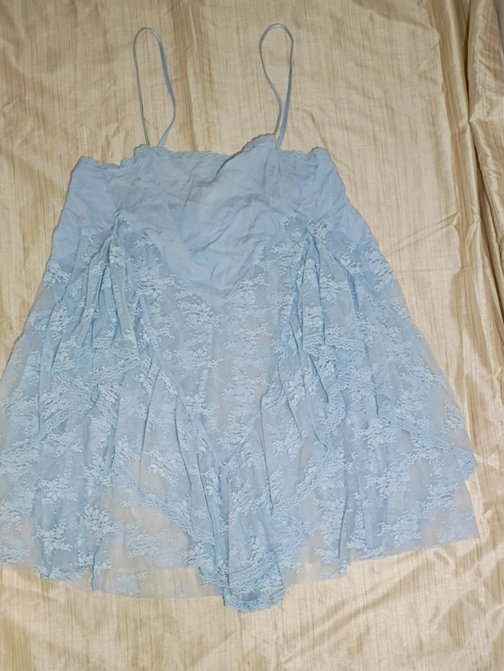 Light Blue Lace Babydoll Chemise - Women's Intimates